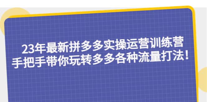 23年最新拼多多实操运营训练营:手把手带你玩转多多各种流量打法!网创吧-网创项目资源站-副业项目-创业项目-搞钱项目网创吧