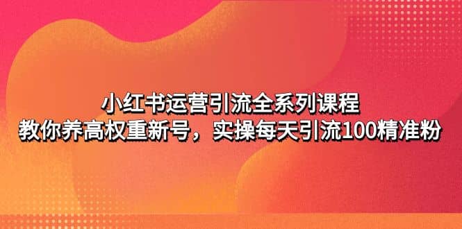 小红书运营引流全系列课程:教你养高权重新号网创吧-网创项目资源站-副业项目-创业项目-搞钱项目网创吧