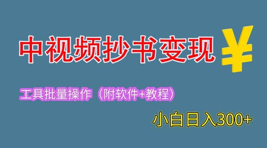 2023中视频抄书变现(附工具+教程),一天300+,特别适合新手操作的副业网创吧-网创项目资源站-副业项目-创业项目-搞钱项目网创吧