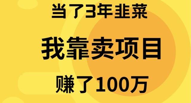 当了3年韭菜,我靠卖项目赚了100万网创吧-网创项目资源站-副业项目-创业项目-搞钱项目网创吧