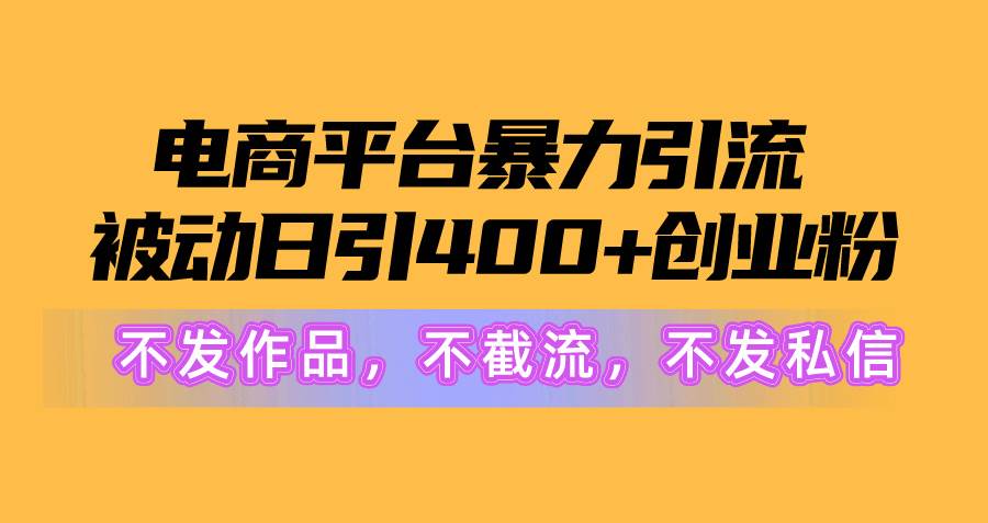 电商平台暴力引流,被动日引400+创业粉不发作品,不截流,不发私信网创吧-网创项目资源站-副业项目-创业项目-搞钱项目网创吧