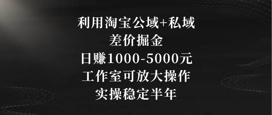利用淘宝公域+私域差价掘金，日赚1000-5000元，工作室可放大操作，实操...网创吧-网创项目资源站-副业项目-创业项目-搞钱项目网创吧