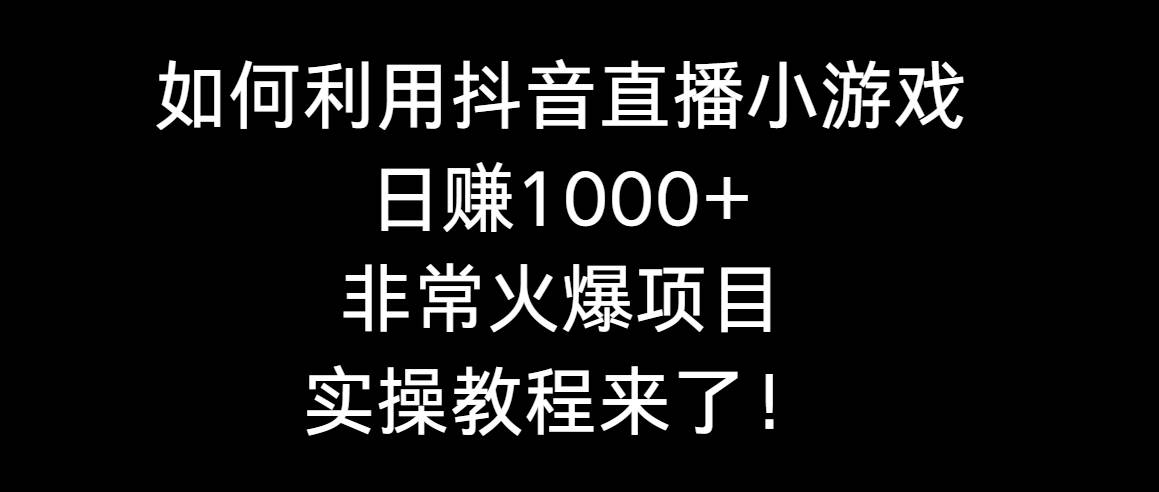 如何利用抖音直播小游戏日赚1000+,非常火爆项目,实操教程来了!网创吧-网创项目资源站-副业项目-创业项目-搞钱项目网创吧