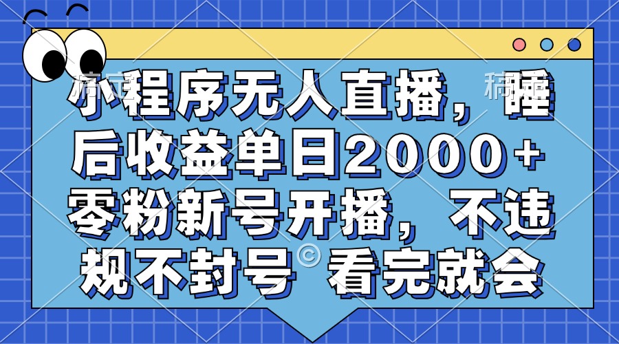 小程序无人直播,睡后收益单日2000+ 零粉新号开播,不违规不封号 看完就会网创吧-网创项目资源站-副业项目-创业项目-搞钱项目网创吧