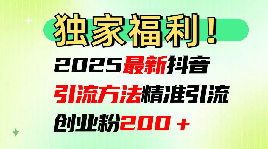 2025最新抖音引流方法每日精准引流创业粉200+网创吧-网创项目资源站-副业项目-创业项目-搞钱项目网创吧