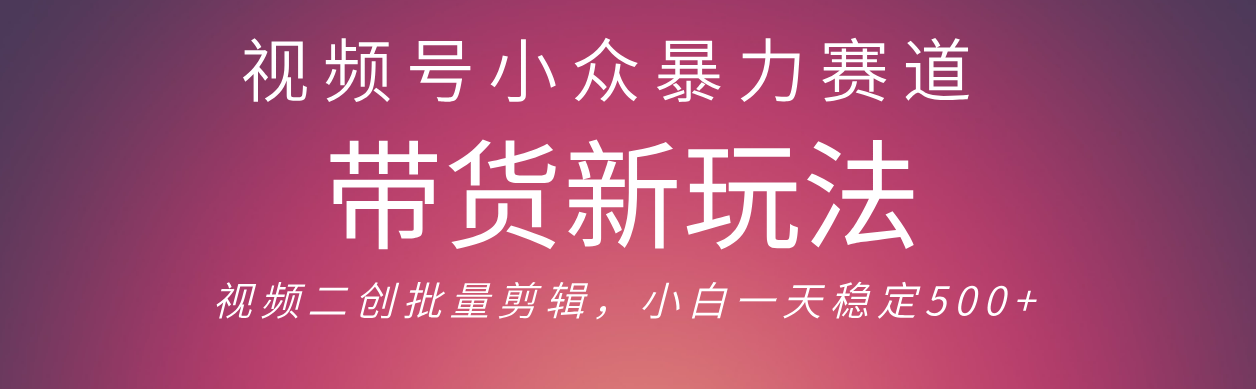 视频号小众暴力赛道,最新带货玩法 小白也能轻松日入500+ 保姆及教程网创吧-网创项目资源站-副业项目-创业项目-搞钱项目网创吧