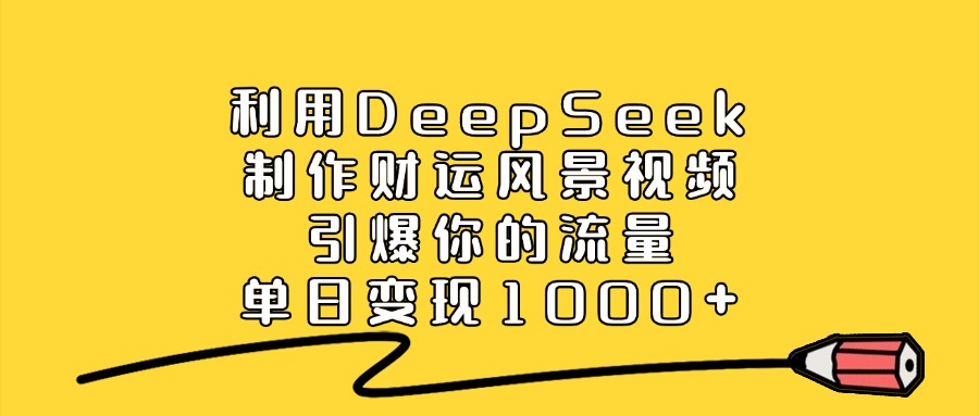 利用DeepSeek制作,财运风景视频,引爆你的流量,单日变现1000+网创吧-网创项目资源站-副业项目-创业项目-搞钱项目网创吧