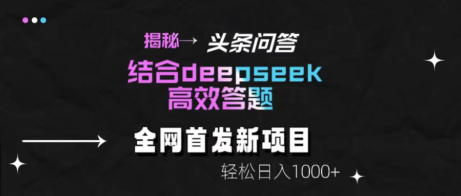 头条问答新玩法！结合deepseek高效答题，轻松日入1000+【揭秘】网创吧-网创项目资源站-副业项目-创业项目-搞钱项目网创吧