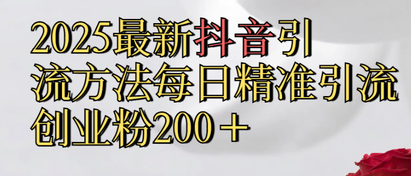 2025最新抖音引流,方法每日精准引流创业粉300+网创吧-网创项目资源站-副业项目-创业项目-搞钱项目网创吧