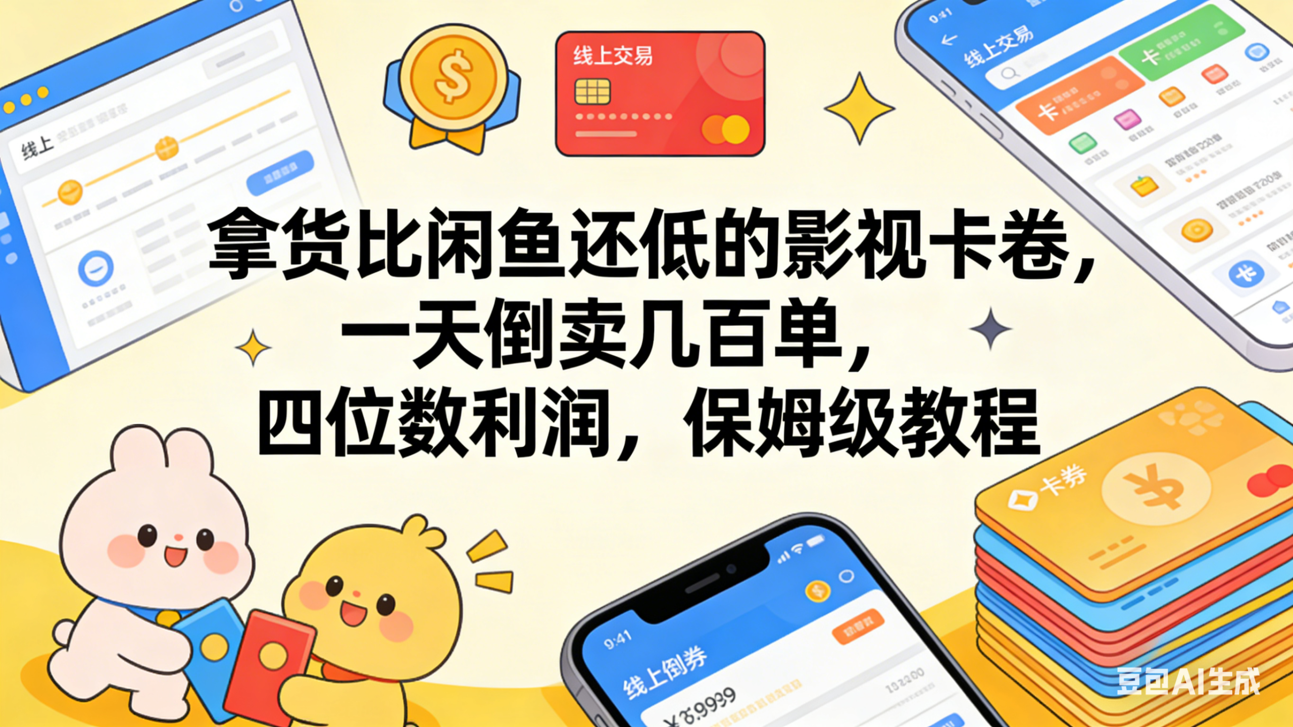 拿货比闲鱼还低的影视卡卷,一天倒卖几百单,四位数利润,保姆级教程网创吧-网创项目资源站-副业项目-创业项目-搞钱项目网创吧