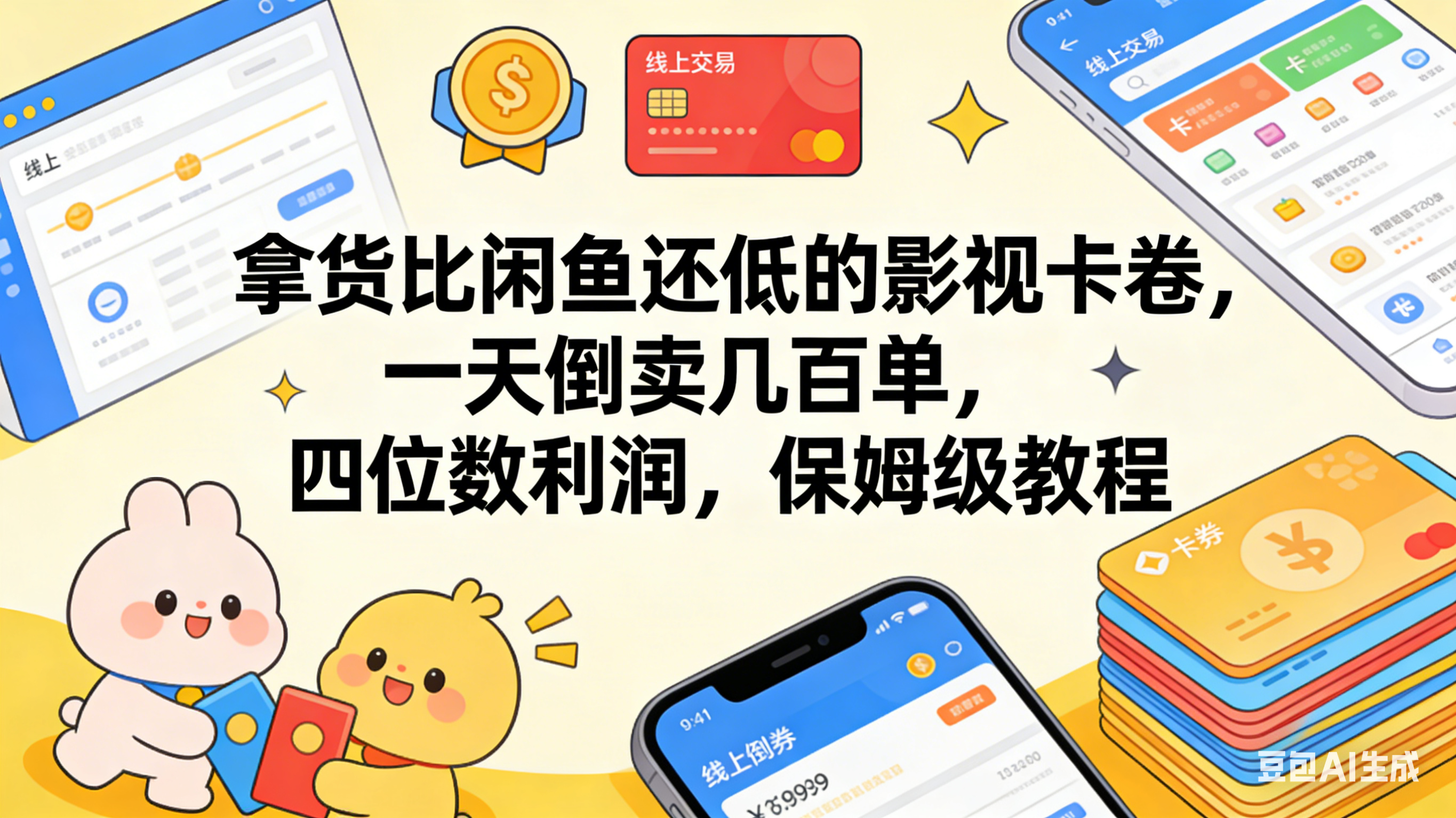 拿货比闲鱼还低的影视卡卷,一天倒卖几百单,四位数利润,保姆级教程网创吧-网创项目资源站-副业项目-创业项目-搞钱项目网创吧