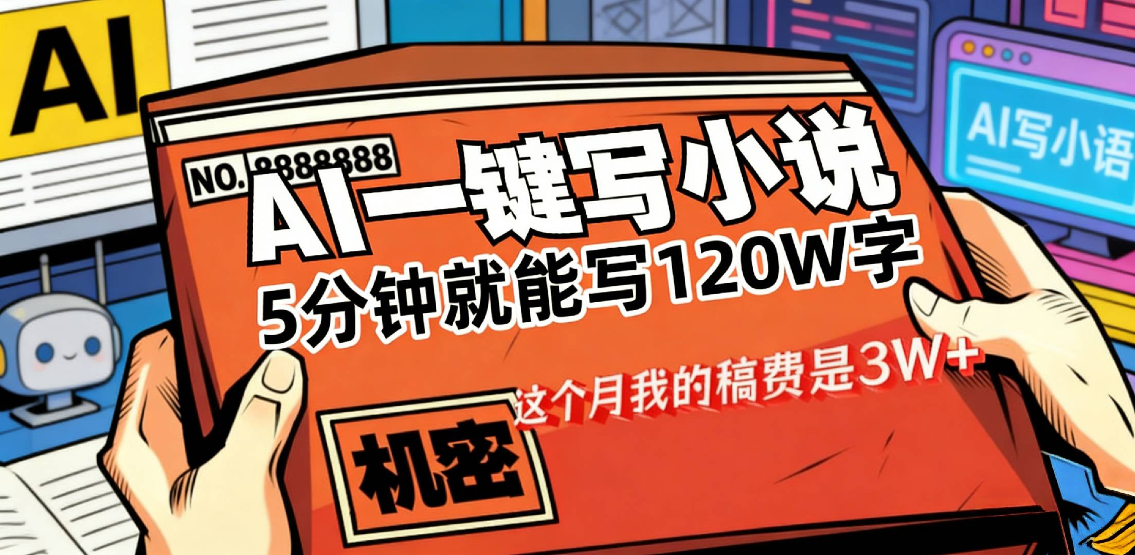 这个月我的稿费又是3W+，用AI写小说真的是太牛了，5分钟就能120W字网创吧-网创项目资源站-副业项目-创业项目-搞钱项目网创吧