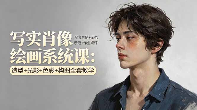 (17967期)写实肖像绘画系统课:造型+光影+色彩+构图全套教学,配套笔刷+示范+作业点评网创吧-网创项目资源站-副业项目-创业项目-搞钱项目网创吧