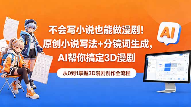 (18512期)不会写小说也能做漫剧!原创小说写法+分镜词生成,AI帮你搞定3D漫剧网创吧-网创项目资源站-副业项目-创业项目-搞钱项目网创吧