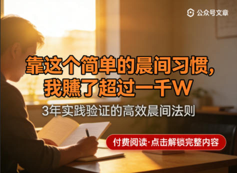 某公众号付费文章:靠这个简单的晨间习惯,我賺了超过一千W网创吧-网创项目资源站-副业项目-创业项目-搞钱项目网创吧
