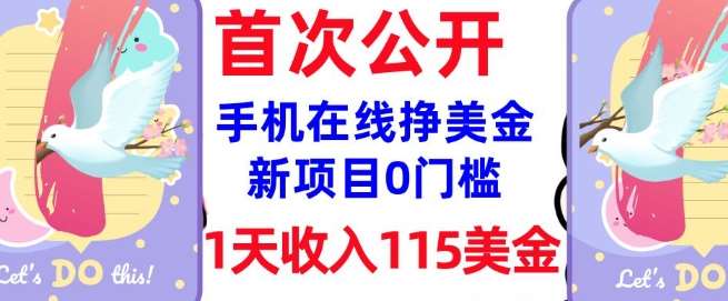 在线挣美金新项目,0门槛,1天收入115美刀,无脑操作,真正被动收入网创吧-网创项目资源站-副业项目-创业项目-搞钱项目网创吧