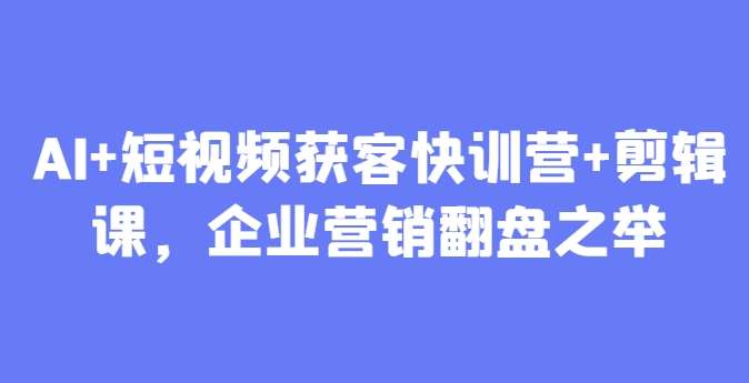 AI+短视频获客快训营+剪辑课,企业营销翻盘之举网创吧-网创项目资源站-副业项目-创业项目-搞钱项目网创吧