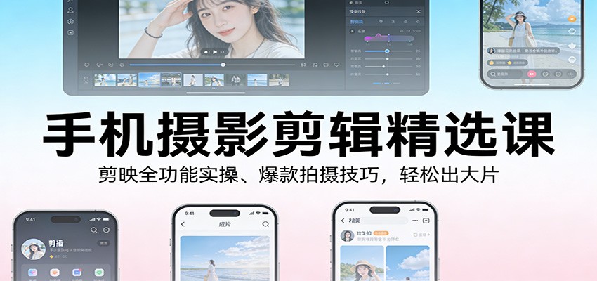 手机摄影剪辑精选课:剪映全功能实操、爆款拍摄技巧,轻松出大片网创吧-网创项目资源站-副业项目-创业项目-搞钱项目网创吧