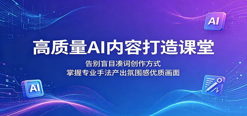 高质量AI内容打造课堂：告别盲目凑词创作方式，掌握专业手法产出氛围感优质画面网创吧-网创项目资源站-副业项目-创业项目-搞钱项目网创吧