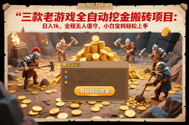 三款老游戏全自动挖金搬砖项目:日入1k,全程无人值守,小白宝妈轻松上手【揭秘】网创吧-网创项目资源站-副业项目-创业项目-搞钱项目网创吧