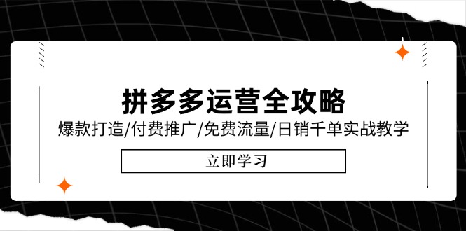 (15085期)拼多多运营全攻略,爆款打造/付费推广/免费流量/日销千单实战教学/6月更新网创吧-网创项目资源站-副业项目-创业项目-搞钱项目网创吧