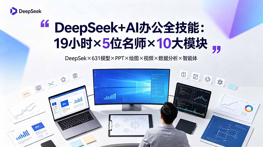 (19411期)DeepSeek+AI办公全技能:19小时×5位名师×10大模块,DeepSeek×631模型×PPT×绘图×视频×数据分析×智能体网创吧-网创项目资源站-副业项目-创业项目-搞钱项目网创吧