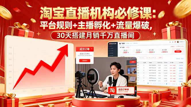 (16087期)淘宝直播机构必修课:平台规则/主播孵化/流量爆破,30天搭建月销千万直播间网创吧-网创项目资源站-副业项目-创业项目-搞钱项目网创吧