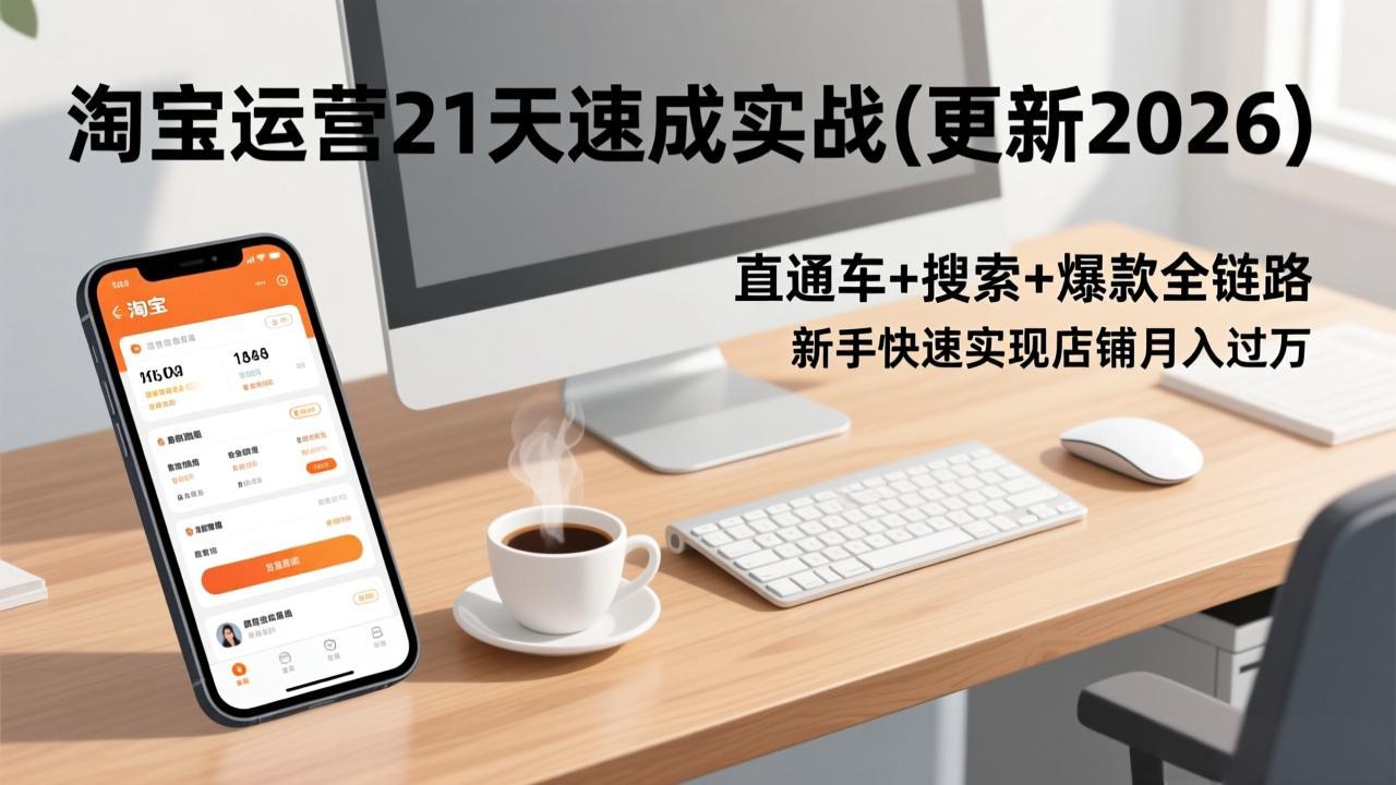 (17806期)淘宝运营21天速成实战(更新3月),直通车+搜索+爆款全链路,新手快速实现店铺月入过万网创吧-网创项目资源站-副业项目-创业项目-搞钱项目网创吧