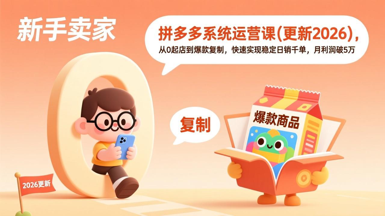 (17807期)拼多多系统运营课(更新3月),从0起店到爆款复制,快速实现稳定日销千单,月利润破5万网创吧-网创项目资源站-副业项目-创业项目-搞钱项目网创吧