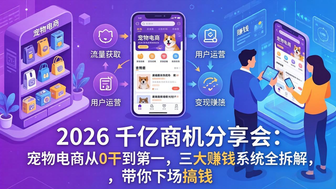 (17726期)2026 千亿商机分享会:宠物电商从0干到第一,三大赚钱系统全拆解,带你下场搞钱网创吧-网创项目资源站-副业项目-创业项目-搞钱项目网创吧