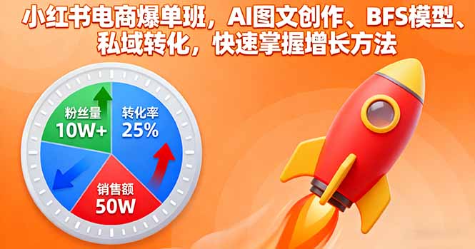 (16187期)小红书电商爆单班,AI图文创作、BFS模型、私域转化,快速掌握增长方法网创吧-网创项目资源站-副业项目-创业项目-搞钱项目网创吧
