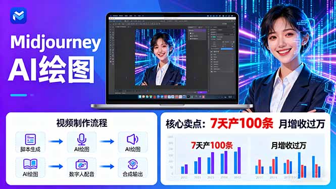 (16049期)AI绘图照片开口说话视频制作:Midjourney+数字人,7天产100条月增收过万网创吧-网创项目资源站-副业项目-创业项目-搞钱项目网创吧