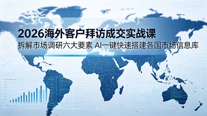 （18992期）2026海外客户拜访成交实战课：拆解市场调研六大要素，AI一键快速搭建各国市场信息库网创吧-网创项目资源站-副业项目-创业项目-搞钱项目网创吧