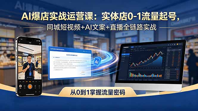 (18451期)AI爆店实战运营课:实体店0-1流量起号,同城短视频+AI文案+直播全链路实战网创吧-网创项目资源站-副业项目-创业项目-搞钱项目网创吧