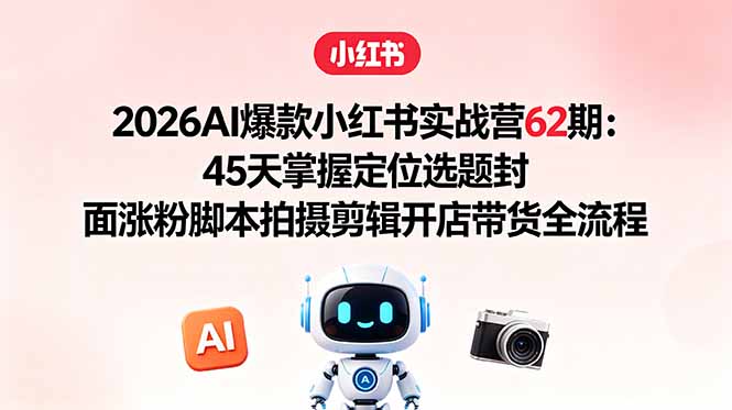 (18606期)2026AI爆款小红书实战营62期:45天掌握定位选题封面涨粉脚本拍摄剪辑开店带货全流程网创吧-网创项目资源站-副业项目-创业项目-搞钱项目网创吧