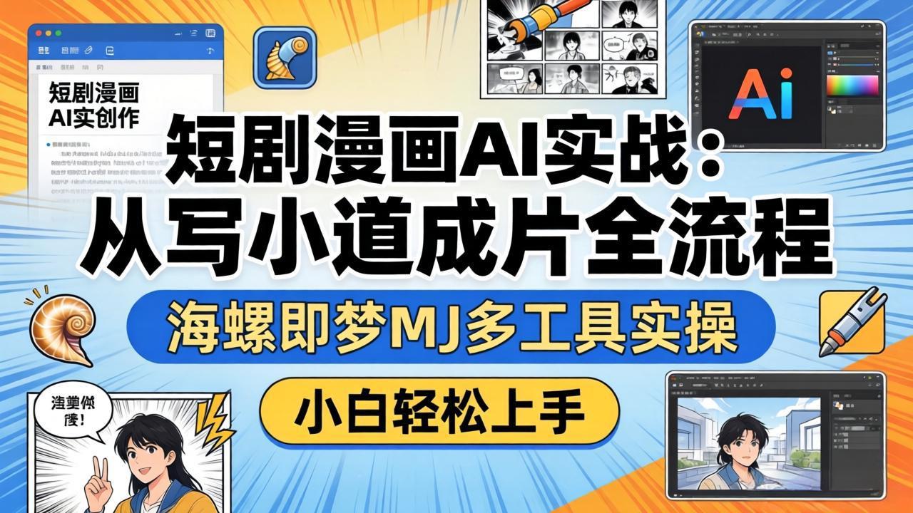 （17945期）短剧漫画AI实战：从写小说到成片全流程，海螺即梦MJ多工具实操，小白轻松上手网创吧-网创项目资源站-副业项目-创业项目-搞钱项目网创吧