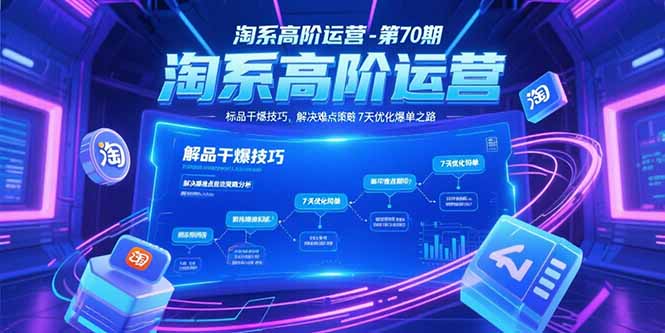 (15307期)淘系高阶运营-第70期,标品干爆技巧,解决难点策略,大佬操盘方法网创吧-网创项目资源站-副业项目-创业项目-搞钱项目网创吧