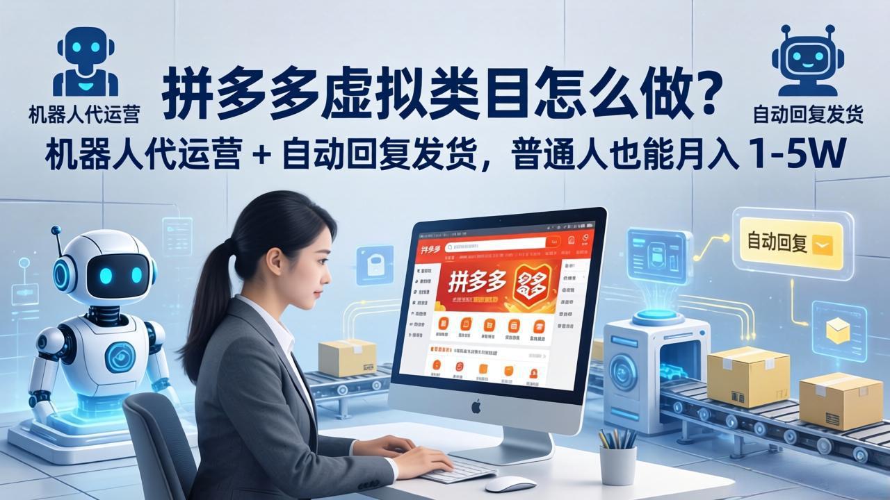 (18111期)拼多多虚拟类目怎么做?机器人代运营 + 自动回复发货,普通人也能月入 1-5W网创吧-网创项目资源站-副业项目-创业项目-搞钱项目网创吧