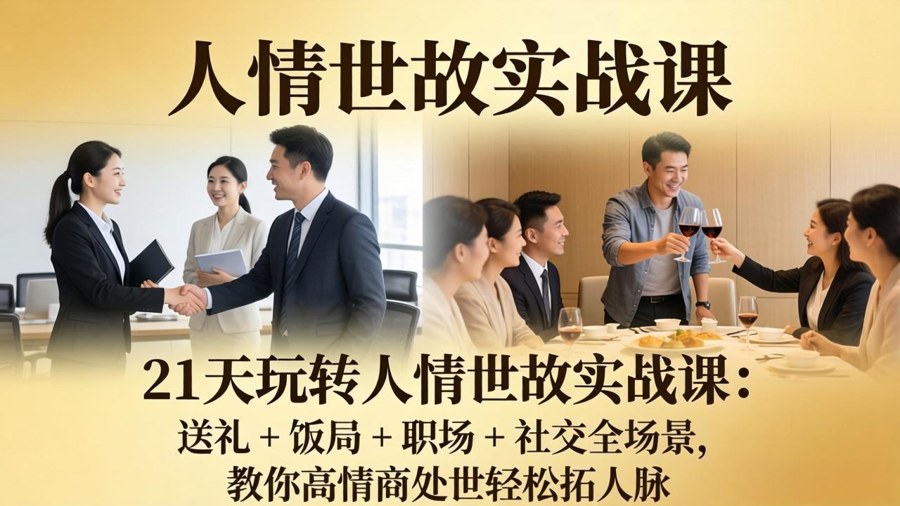 (17968期)21 天玩转人情世故实战课:送礼 + 饭局 + 职场 + 社交全场景,教你高情商处世轻松拓人脉网创吧-网创项目资源站-副业项目-创业项目-搞钱项目网创吧