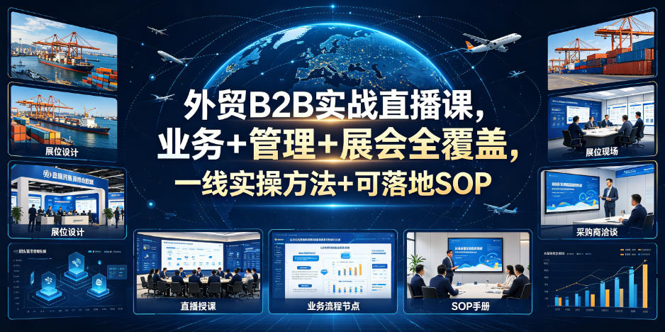 外贸B2B实战直播课,业务+管理+展会全覆盖,一线实操方法+可落地SOP网创吧-网创项目资源站-副业项目-创业项目-搞钱项目网创吧