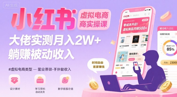 小红书虚拟电商,大佬实测月入2W+,实现被动收入网创吧-网创项目资源站-副业项目-创业项目-搞钱项目网创吧