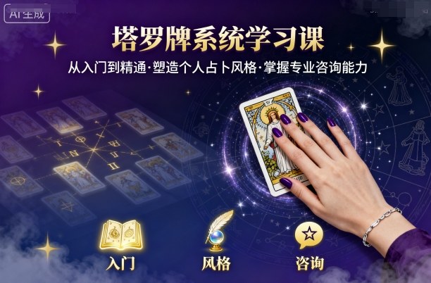 塔罗牌系统学习课,助你从入门到精通,塑造个人占卜风格,掌握专业咨询能力网创吧-网创项目资源站-副业项目-创业项目-搞钱项目网创吧