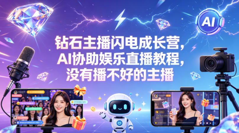 钻石主播闪电成长营,Al协助娱乐直播教程,没有播不好的主播网创吧-网创项目资源站-副业项目-创业项目-搞钱项目网创吧