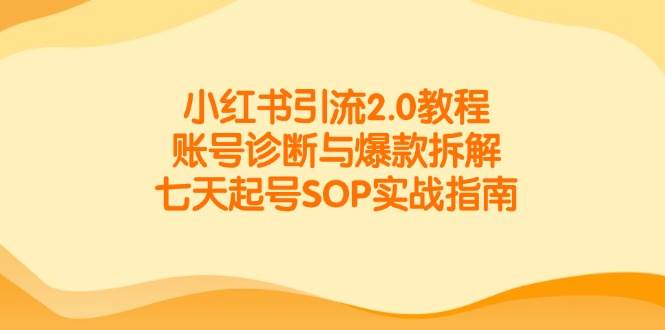 小红书引流2.0教程，账号诊断与爆款拆解，七天起号SOP实战指南网创吧-网创项目资源站-副业项目-创业项目-搞钱项目网创吧