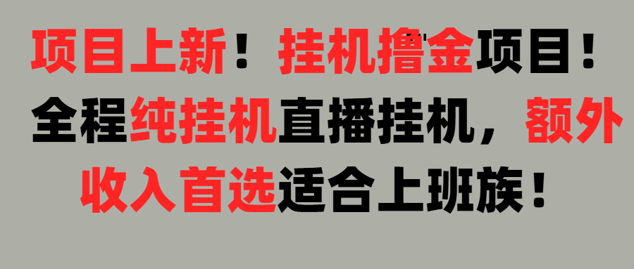项目上新!挂机撸金项目!全程纯挂机直播挂机,额外收入首选,适合上班族!网创吧-网创项目资源站-副业项目-创业项目-搞钱项目网创吧