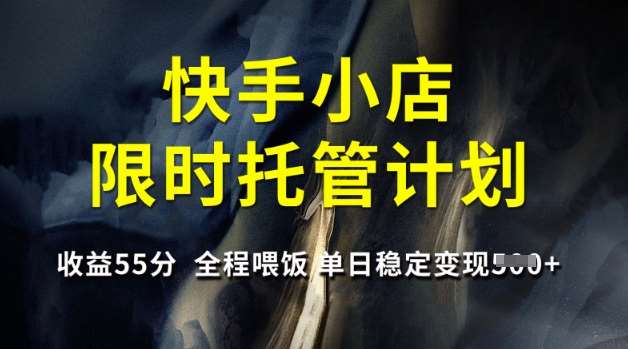 快手小店限时托管计划，收益55分，全程喂饭，单日稳定变现5张【揭秘】网创吧-网创项目资源站-副业项目-创业项目-搞钱项目网创吧