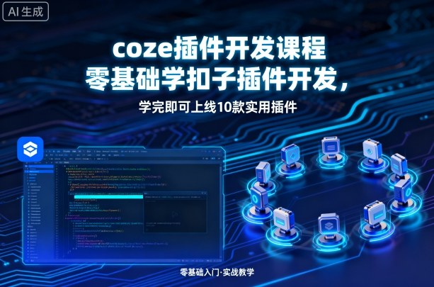 coze插件开发课程，零基础学扣子插件开发，学完即可上线10款实用插件网创吧-网创项目资源站-副业项目-创业项目-搞钱项目网创吧