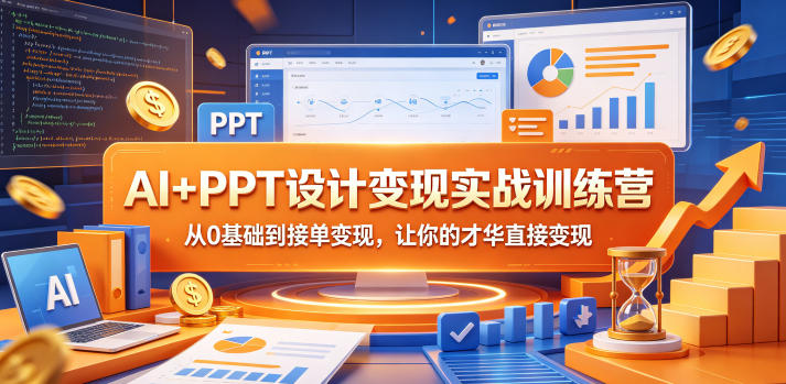 AI+PPT设计变现实战训练营，从0基础到接单变现，让你的才华直接变现网创吧-网创项目资源站-副业项目-创业项目-搞钱项目网创吧