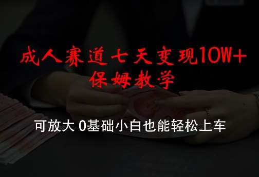 成人赛道七天变现10W+保姆教学,可放大,0基础小白也能轻松上车【揭秘】网创吧-网创项目资源站-副业项目-创业项目-搞钱项目网创吧