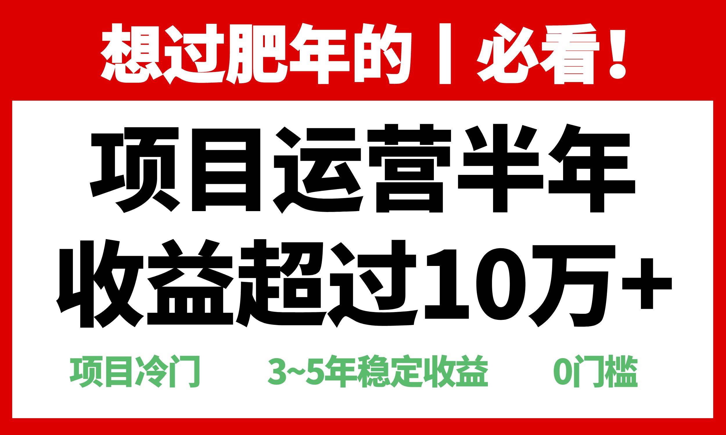 (13663期)年前过肥年的必看的超冷门项目,半年收益超过10万+,网创吧-网创项目资源站-副业项目-创业项目-搞钱项目网创吧
